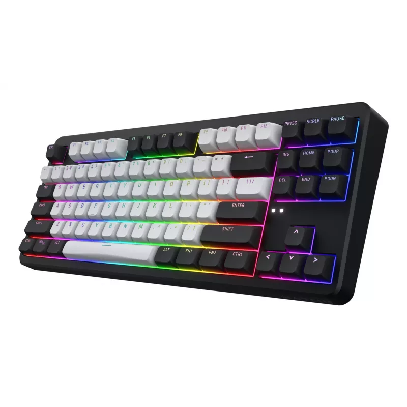 Tastiera HATOR Rockfall 3 TKL Wireless, nero, QMK/VIA, profilo OMA tasti bianco-nero - switch meccanici lineari hotswap - US - layout ANSI (HTK850)