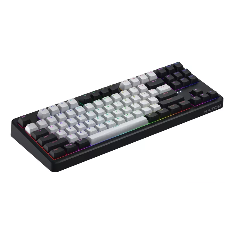 Tastiera HATOR Rockfall 3 TKL Wireless, nero, QMK/VIA, profilo OMA tasti bianco-nero - switch meccanici lineari hotswap - US - layout ANSI (HTK850)