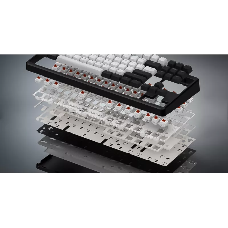 Tastiera HATOR Rockfall 3 TKL Wireless, nero, QMK/VIA, profilo OMA tasti bianco-nero - switch meccanici lineari hotswap - US - layout ANSI (HTK850)