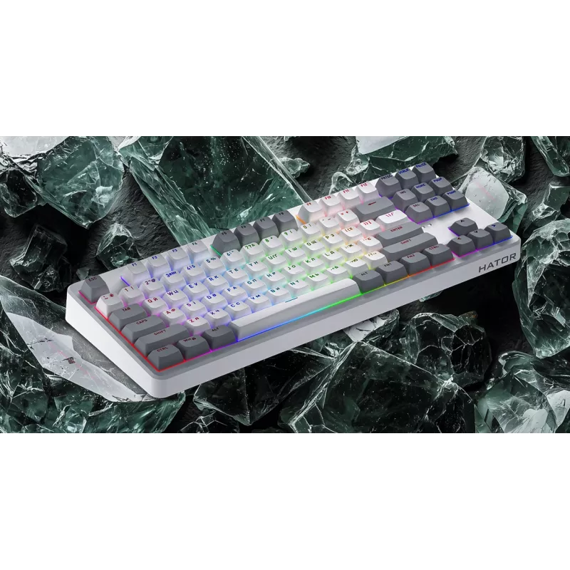 Tastiera HATOR Rockfall 3 TKL Wireless, nero, QMK/VIA, profilo OMA tasti bianco-nero - switch meccanici lineari hotswap - US - layout ANSI (HTK850)