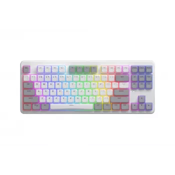 Tastiera HATOR Rockfall 3 TKL Wireless, bianco, QMK/VIA, profilo OMA tasti bianco-nero – switch meccanici lineari hotswap – US – layout ANSI