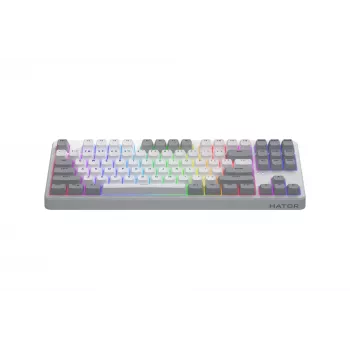 Tastiera HATOR Rockfall 3 TKL Wireless, bianco, QMK/VIA, profilo OMA tasti bianco-nero – switch meccanici lineari hotswap – US – layout ANSI