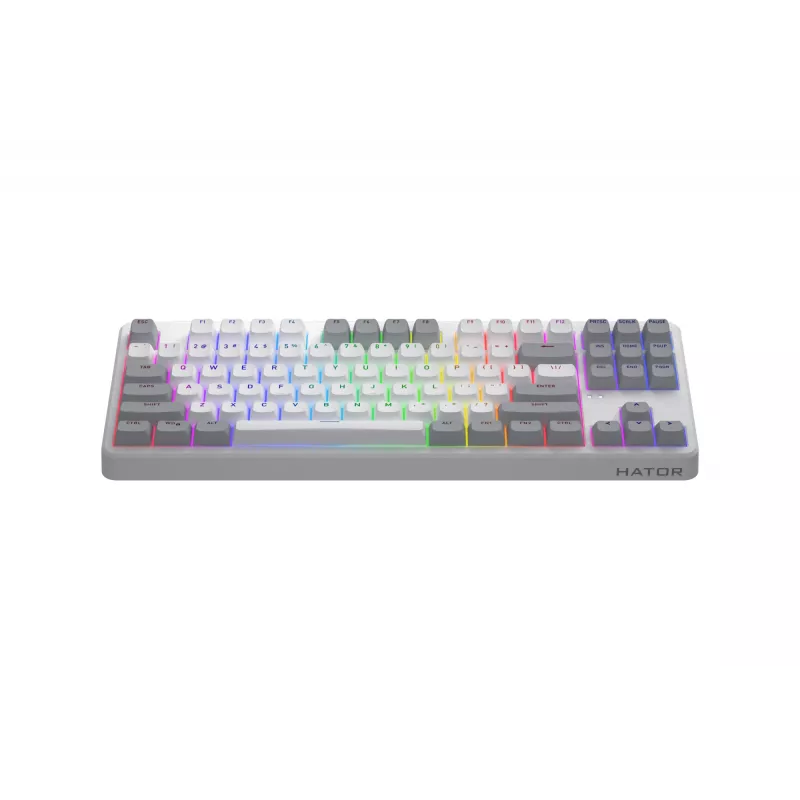 Tastiera HATOR Rockfall 3 TKL Wireless, bianco, QMK/VIA, profilo OMA tasti bianco-nero – switch meccanici lineari hotswap – US – layout ANSI