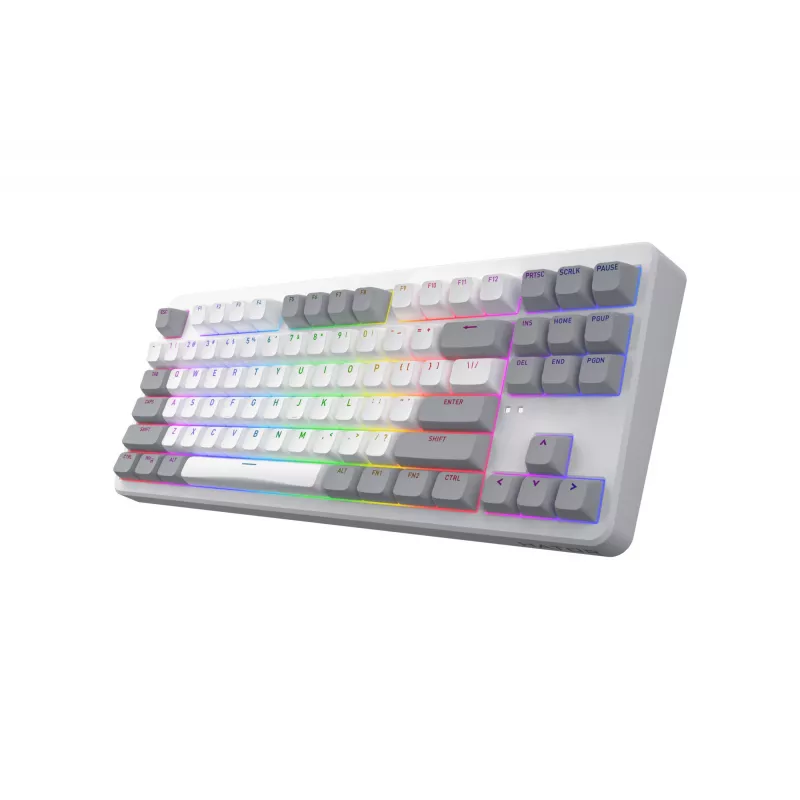 Tastiera HATOR Rockfall 3 TKL Wireless, bianco, QMK/VIA, profilo OMA tasti bianco-nero – switch meccanici lineari hotswap – US – layout ANSI
