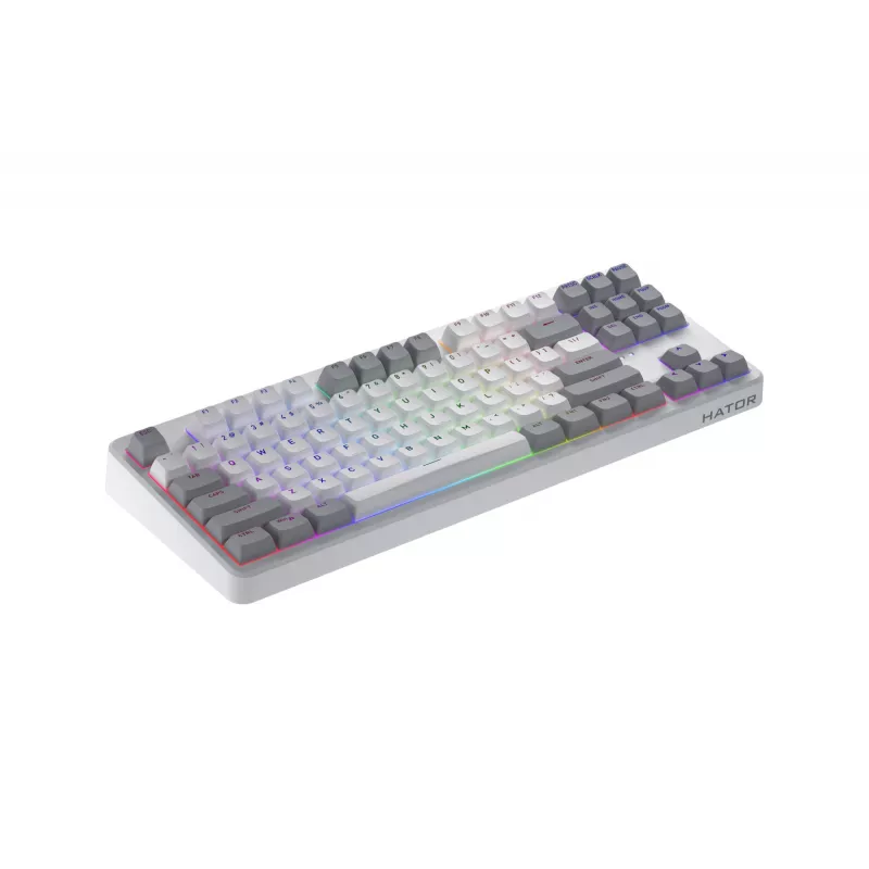 Tastiera HATOR Rockfall 3 TKL Wireless, bianco, QMK/VIA, profilo OMA tasti bianco-nero – switch meccanici lineari hotswap – US – layout ANSI