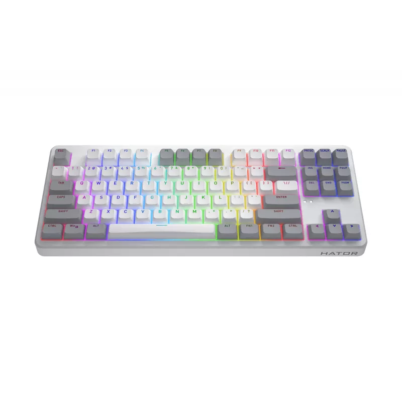 Tastiera HATOR Rockfall 3 TKL Wireless, bianco, QMK/VIA, profilo OMA tasti bianco-nero – switch meccanici lineari hotswap – US – layout ANSI