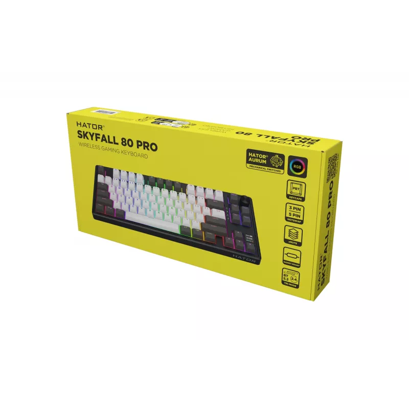 HATOR Skyfall Pro Wireless 80 Tastiera Gaming USB + RF Wireless + Bluetooth QWERTY US English nero, grigio