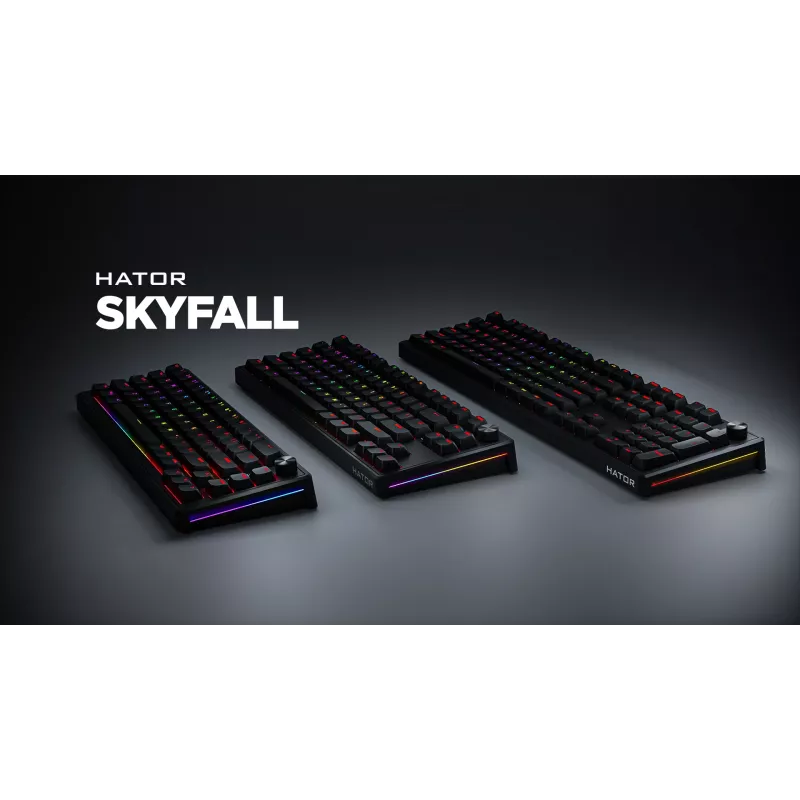 HATOR Skyfall 65 Cablata, Meccanica, USB-C, Aurum Sterling, 70M pressioni, RGB, nero, 790g