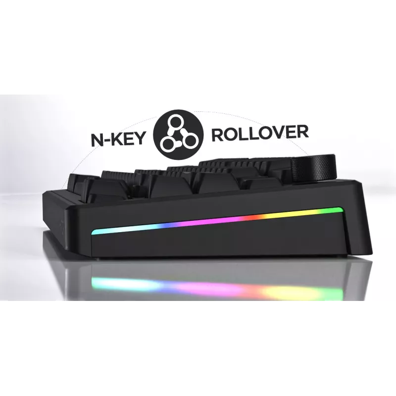 HATOR Skyfall 65 Cablata, Meccanica, USB-C, Aurum Sterling, 70M pressioni, RGB, nero, 790g
