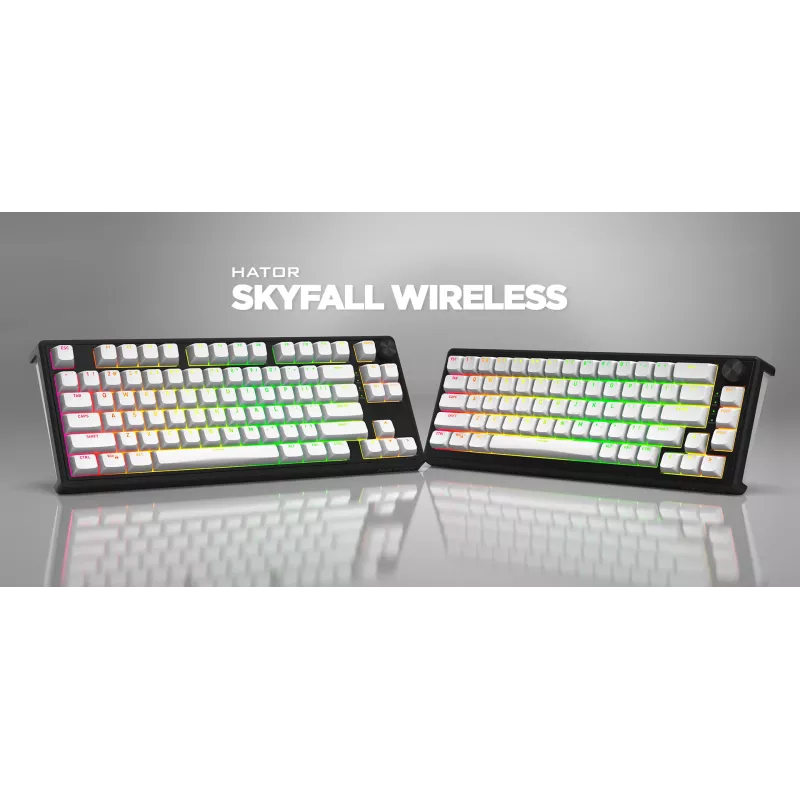 HATOR Skyfall Wireless 65 Tastiera Gaming USB + RF Wireless + Bluetooth QWERTY US English nero, bianco