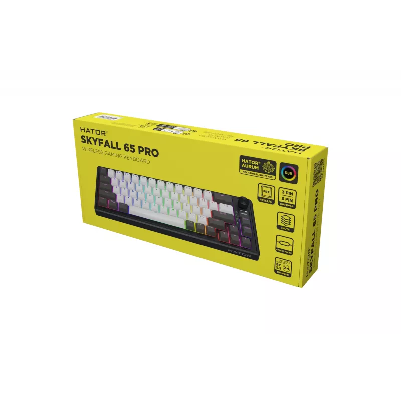 HATOR Skyfall Pro Wireless 65 Tastiera Gaming USB + RF Wireless + Bluetooth QWERTY US English nero, grigio
