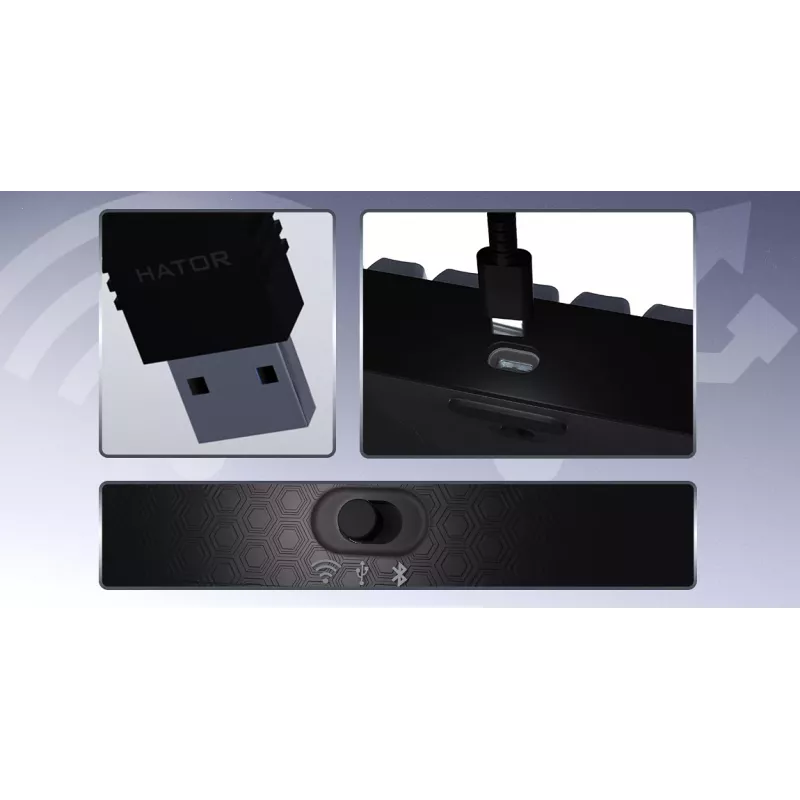 HATOR Skyfall Pro Wireless 100 Tastiera Gaming USB + RF Wireless + Bluetooth QWERTY US English nero, grigio