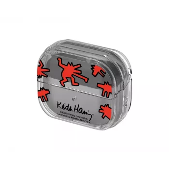 Custodia Samsung Keith Haring Slickback per Galaxy Buds3 Pro rossa trasparente
