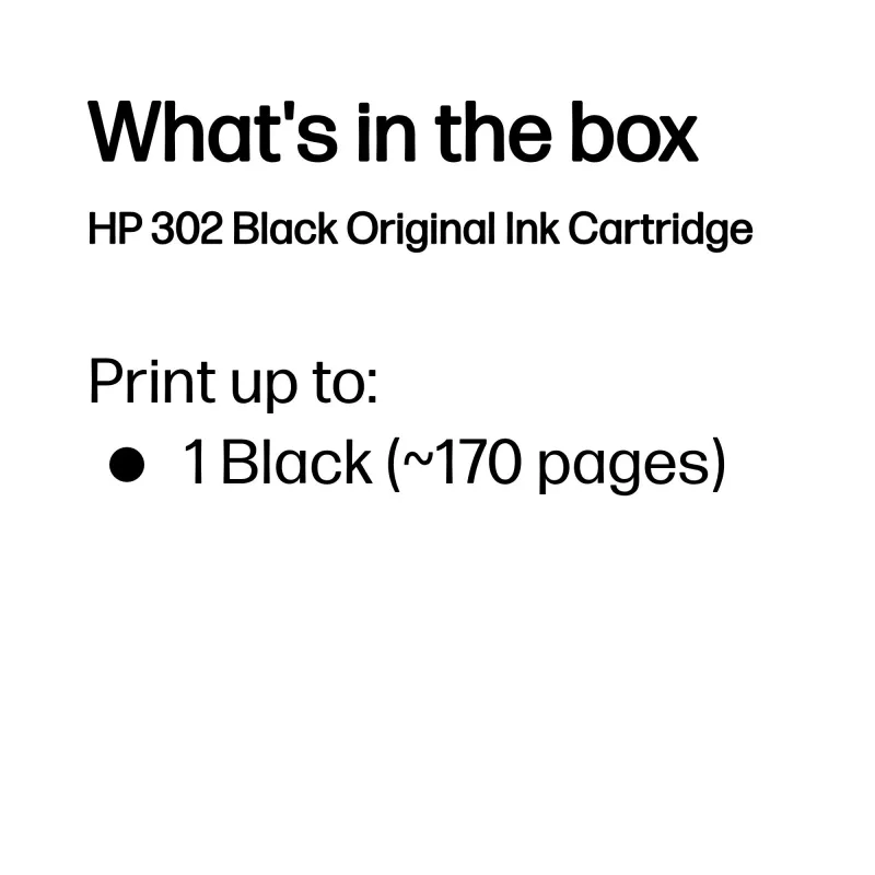 HP 302 cartuccia d'inchiostro originale nera, nero, 1 pz., 170 pagine