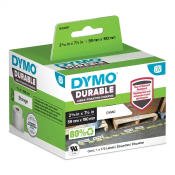 DYMO Authentic LabelWriter etichette durevoli | 59 mm x 190 mm | poli bianco | 170 grandi etichette autoadesive | alte prestazioni | per etichettatrici LabelWriter