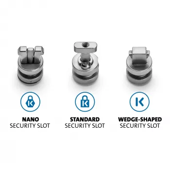 Kit di ancoraggi di sicurezza Kensington ClickSafe Universal Slots, ancoraggio, acciaio inossidabile, 3 pz., 31 g, 115 mm, 85 mm
