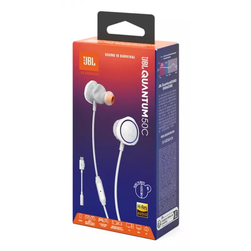 JBL Quantum 50C Headset con filo In-Ear Gaming Bianco