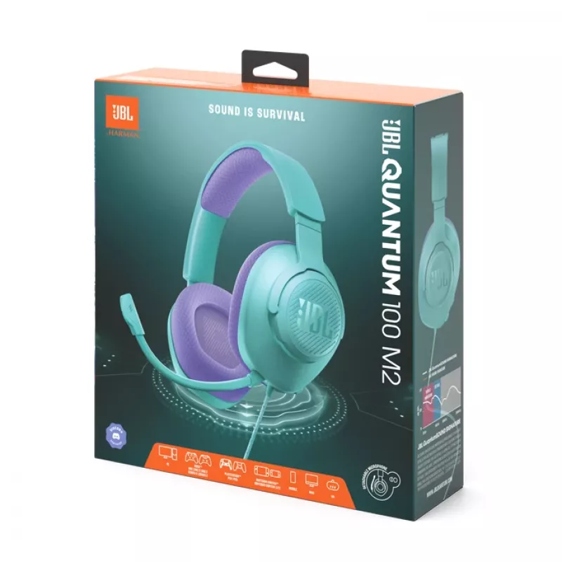 JBL Quantum 100M2 Headset con filo Archetto Gaming Ciano