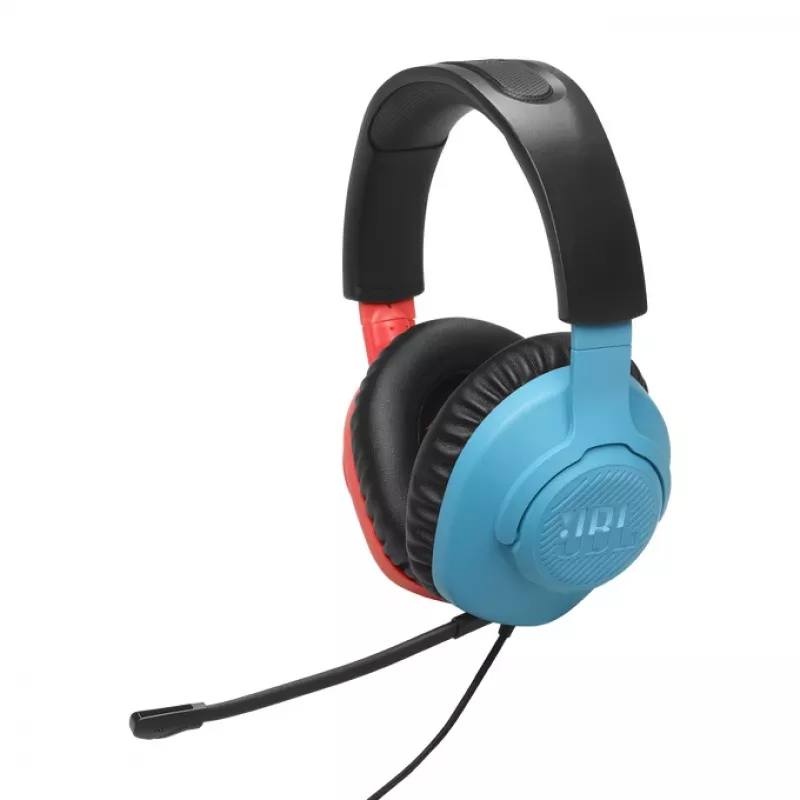 JBL Quantum 100N Headset con filo Archetto Gaming Blu, Rosso