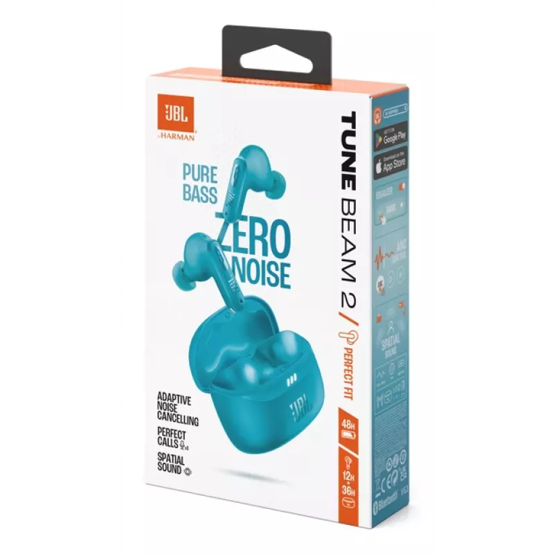 JBL Tune Beam 2 Headset Wireless In-Ear Chiamate/Musica Bluetooth Turchese