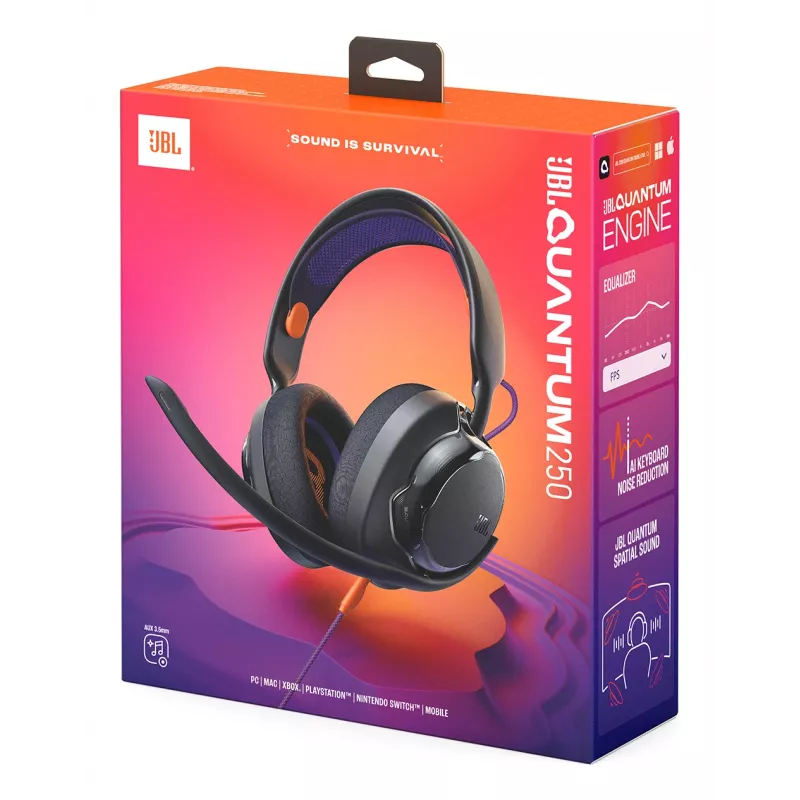 JBL Quantum 250 Headset con filo Archetto Gaming Nero