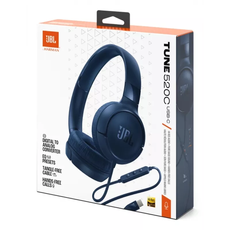 JBL Tune 520C USB-C Cuffie con filo Archetto Chiamate/Musica USB Type-C Blu