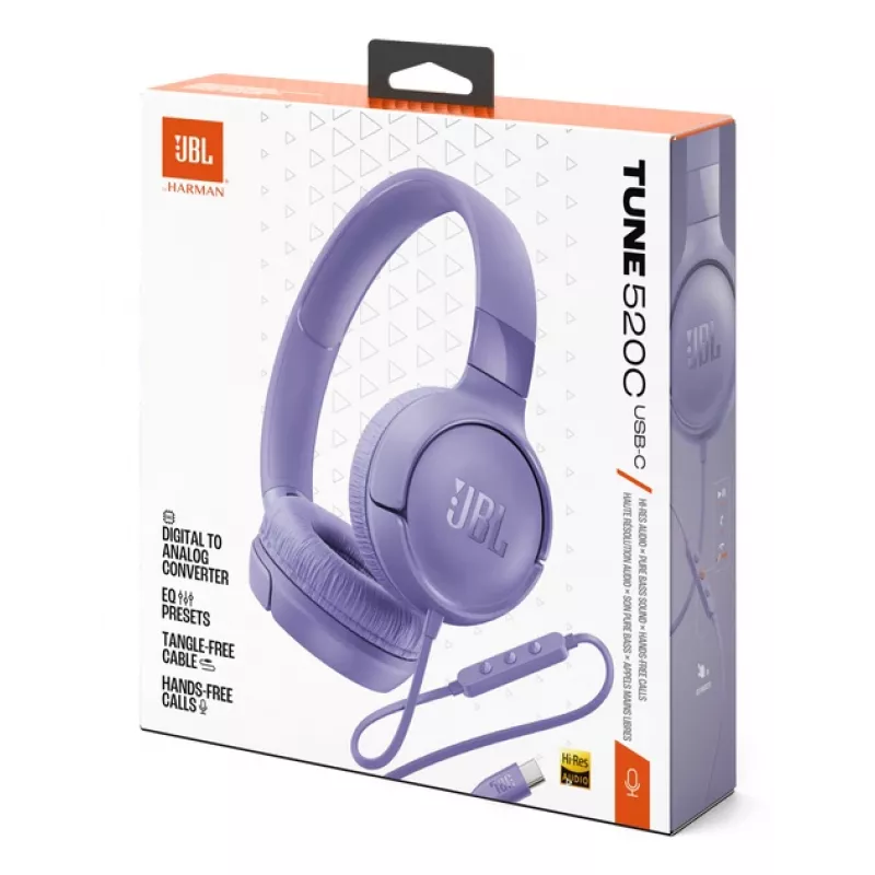 JBL Tune 520C USB-C Cuffie con filo Archetto Chiamate/Musica USB Type-C Viola