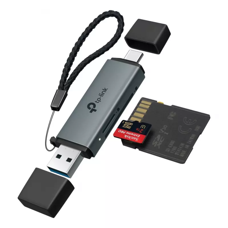 Lettore di schede TP‑LINK UA430D USB 3.1 — supporto MicroSD/SD, 200 Mbit/s, nero, 75×22,9×9,3 mm