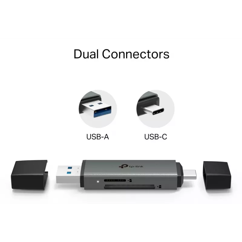 Lettore di schede TP‑LINK UA430D USB 3.1 — supporto MicroSD/SD, 200 Mbit/s, nero, 75×22,9×9,3 mm
