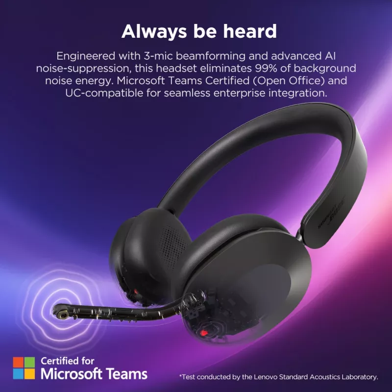Lenovo 4XD1T60925 cuffie/headset wireless con archetto ufficio/call center USB Type-C Bluetooth grigio