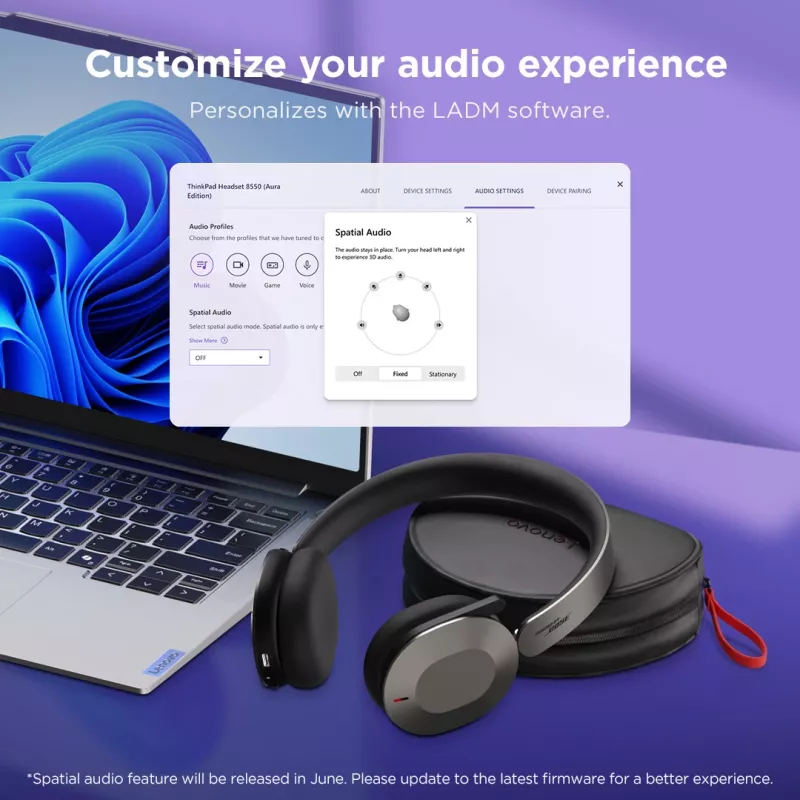 Lenovo 4XD1T60925 cuffie/headset wireless con archetto ufficio/call center USB Type-C Bluetooth grigio