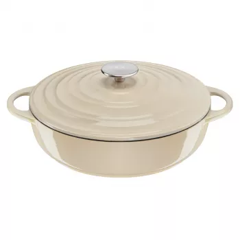 Tefal padella in ghisa da portata LOV E25972, rotonda 3,8 L, 28 cm, beige