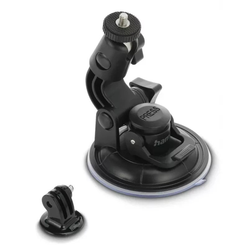 HAMA supporto a ventosa per action cam universale treppiede auto 3D Ø90 mm, carico max 0,3 kg, altezza 5–11 cm