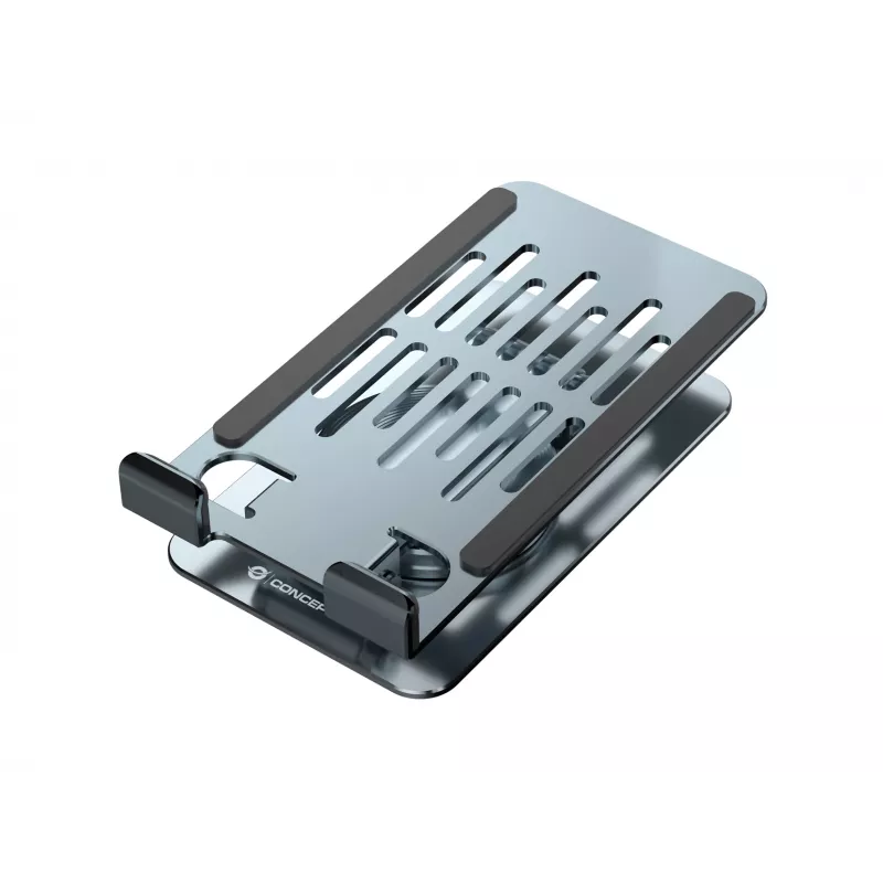 Supporto pieghevole orientabile per telefono CONCEPTRONIC THANA08G, base girevole a 360°, regolabile in altezza, argento