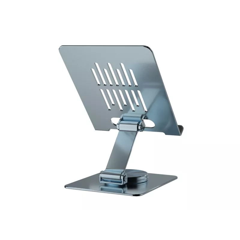 Supporto multimediale per tablet CONCEPTRONIC THANA09G — supporto pieghevole orientabile, base girevole a 360°, regolabile in altezza, grigio, 150×110×40 mm