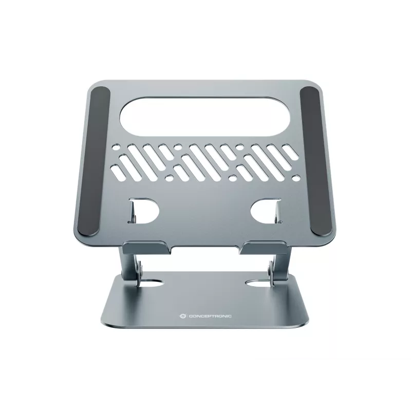 Supporto per laptop CONCEPTRONIC THANA10G — pieghevole in alluminio, regolabile in altezza, grigio, 240×220×50 mm