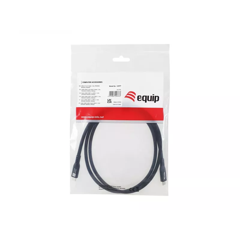 Cavo USB4 Gen 4x2 C-C EQUIP 1,2 m, 80 Gbit/s, PD240W, 8K@60Hz, nero