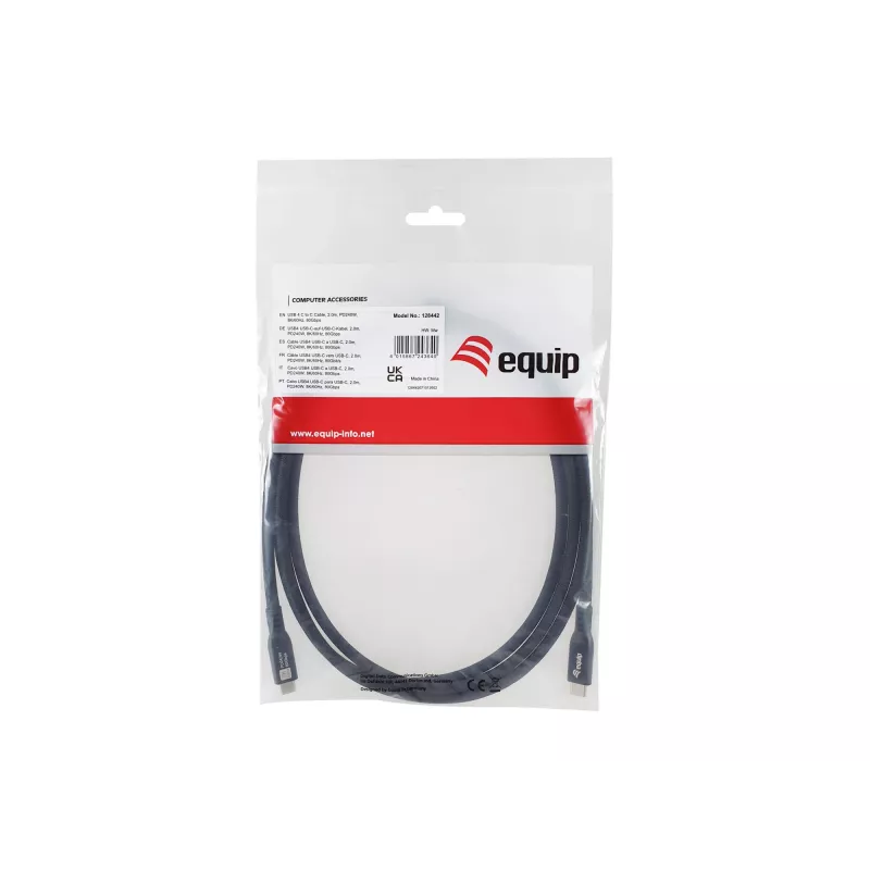 Cavo USB4 Gen4x2 C-C EQUIP 2 m, 80 Gbit/s, PD 240 W, 8K@60Hz, nero