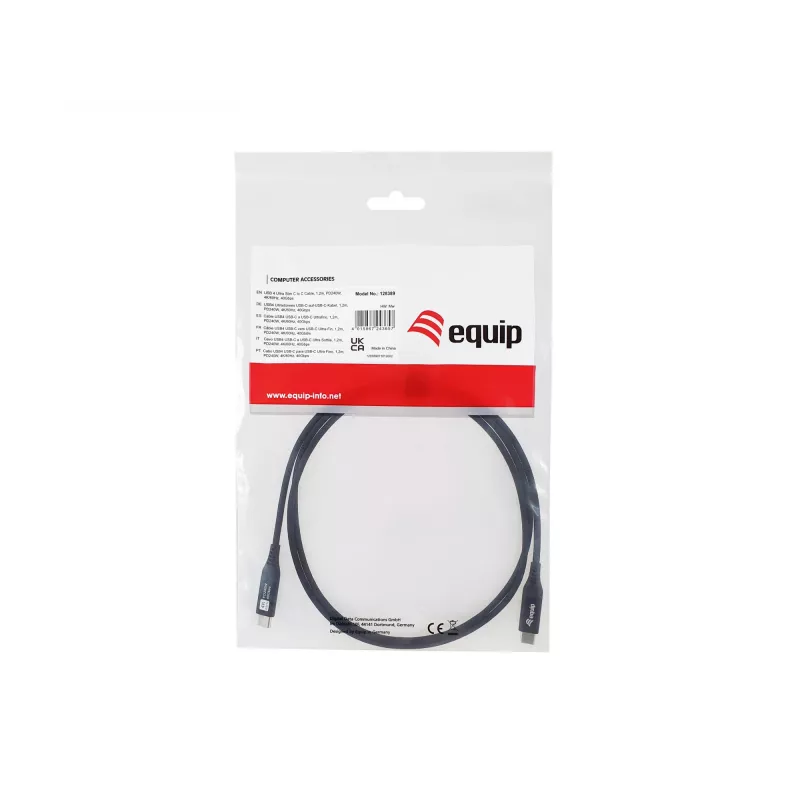 Cavo USB 4 ultra sottile C-C Equip, 1,2 m, PD240W, 4K/60Hz, 40 Gbps, nero