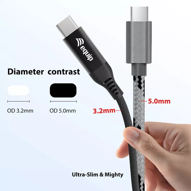 Cavo USB 4 ultra sottile C-C Equip, 1,2 m, PD240W, 4K/60Hz, 40 Gbps, nero