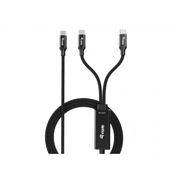 Cavo di ricarica a Y USB-C a 2x USB-C EQUIP 1,5 m PD 140 W, USB 2.0, nero