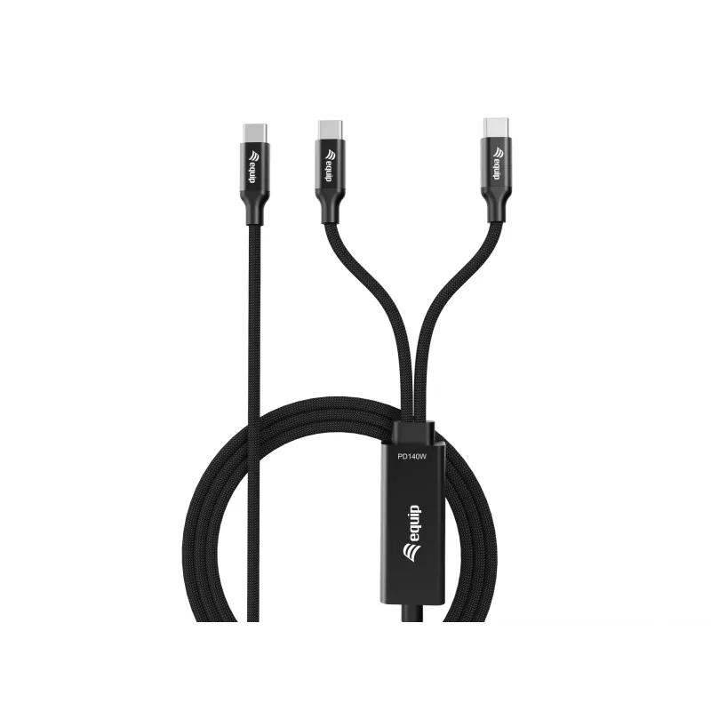 Cavo di ricarica a Y USB-C a 2x USB-C EQUIP 1,5 m PD 140 W, USB 2.0, nero