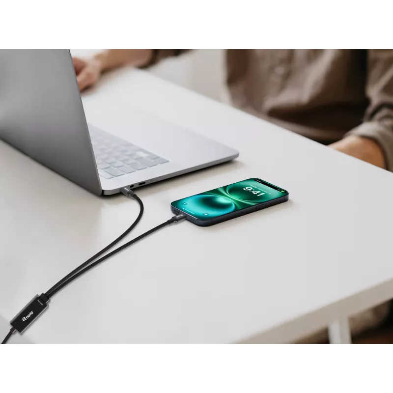 Cavo di ricarica a Y USB-C a 2x USB-C EQUIP 1,5 m PD 140 W, USB 2.0, nero