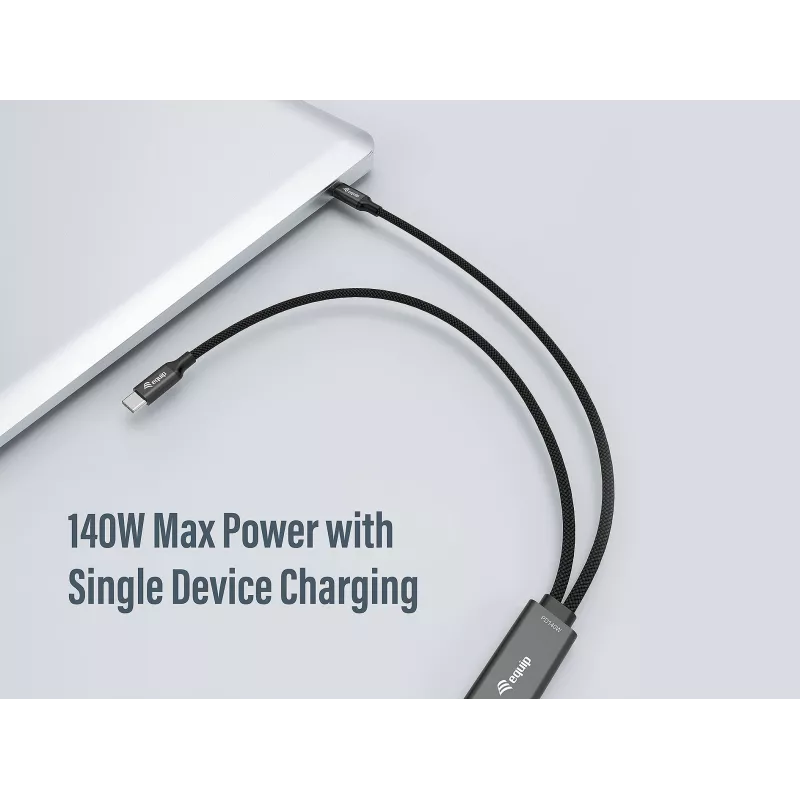 Cavo di ricarica a Y USB-C a 2x USB-C EQUIP 1,5 m PD 140 W, USB 2.0, nero