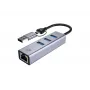 Adattatore di rete USB-C a Gigabit con hub USB a 3 porte CONCEPTRONIC ABBY25G — USB 3.2 Gen 1, Ethernet 1 Gbit/s, 3x USB-A, alluminio, grigio