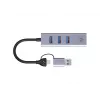 Adattatore di rete USB-C a Gigabit con hub USB a 3 porte CONCEPTRONIC ABBY25G — USB 3.2 Gen 1, Ethernet 1 Gbit/s, 3x USB-A, alluminio, grigio