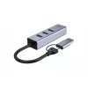Adattatore di rete USB-C a Gigabit con hub USB a 3 porte CONCEPTRONIC ABBY25G — USB 3.2 Gen 1, Ethernet 1 Gbit/s, 3x USB-A, alluminio, grigio