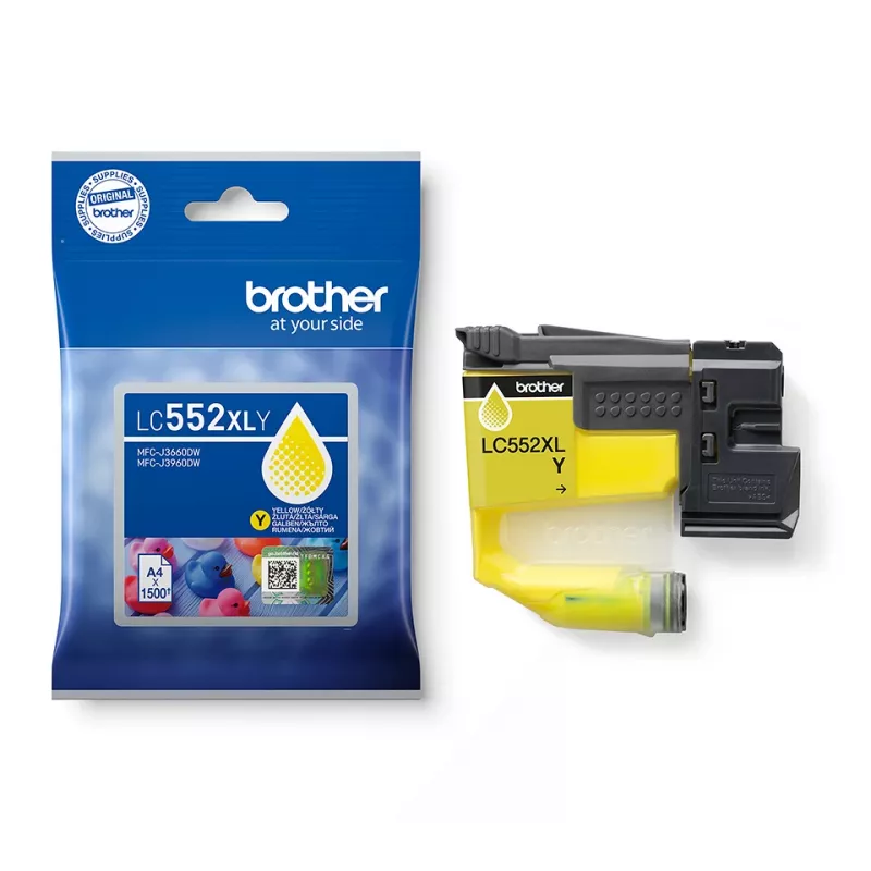 Cartuccia d'inchiostro originale Brother LC552XLY, giallo, a base pigmentata, confezione singola, 1500 pagine