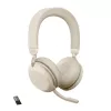 Jabra Evolve2 75 - USB-A MS Teams - beige, wireless, ufficio/call center, 20 - 20000 Hz, 197 g, cuffie, beige