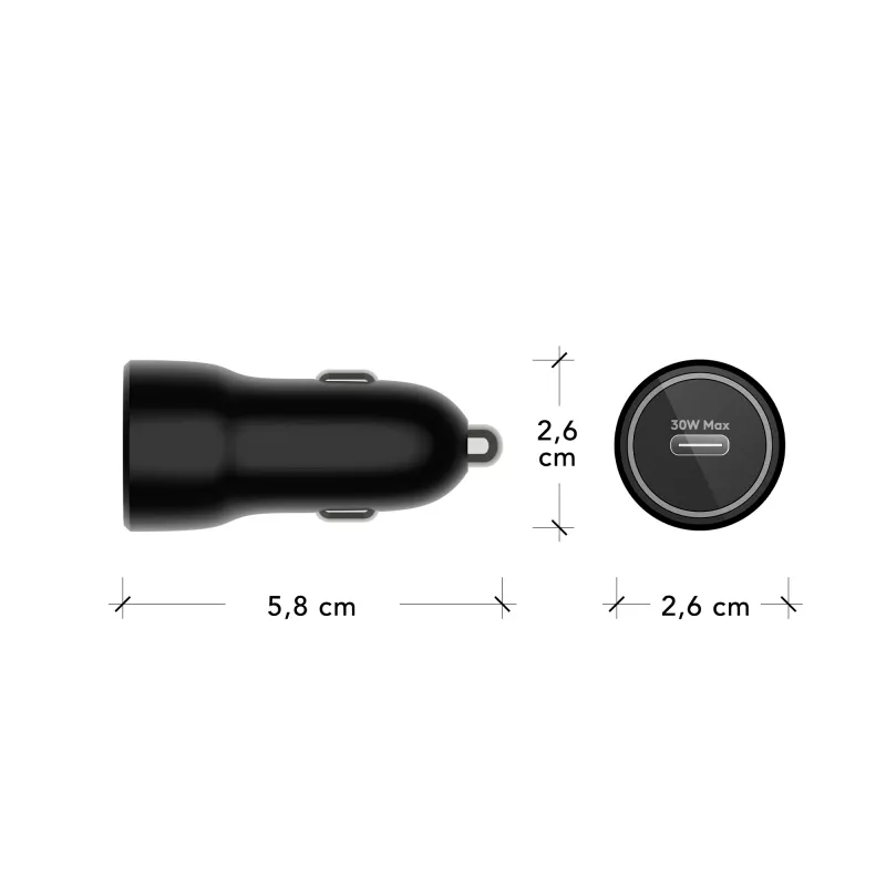 dbramante1928 re-charge - caricabatterie da auto USB-C 30W - BLK, auto, accendisigari, nero